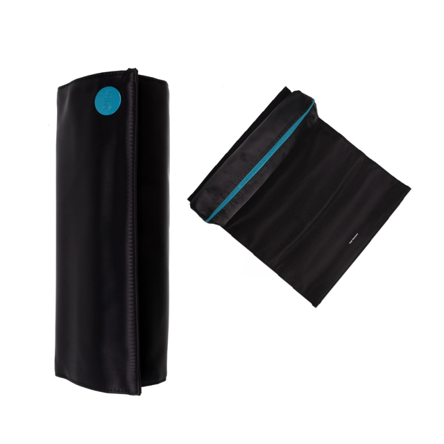 Heat-resistant roll mat bag for LTN Original hair straightener opened and rolled