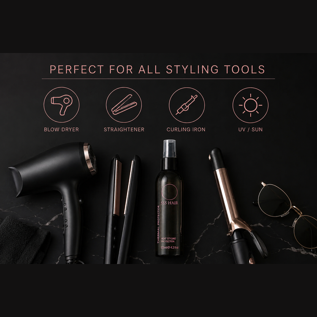 SSS Heat Protectant Spray for Blow Drying, Straightening & Curling | UV & Thermal Protection
