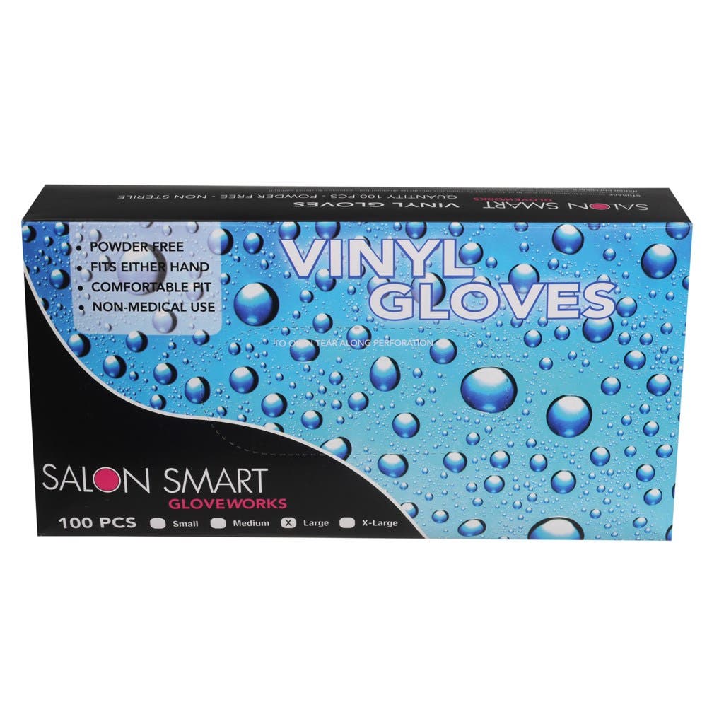 Salon Smart CLEAR Gloveworks Professional Vinyl Gloves 100pk * Choose size