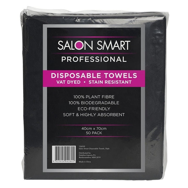 Salon Smart Disposable Towels Black 40x70cm - 50pk