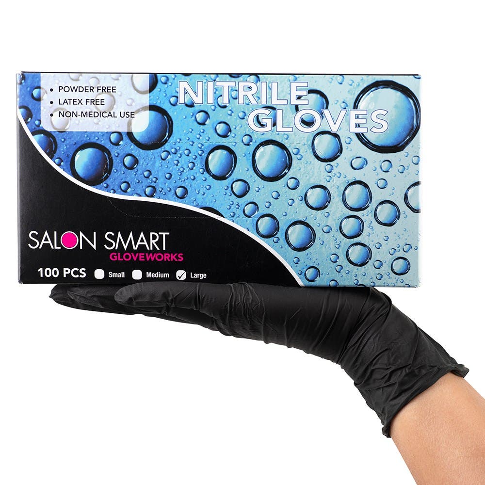 Salon Smart Gloveworks Black Nitrile Gloves 100pk * Choose size