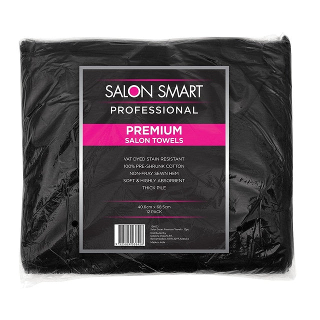 Salon Smart Premium Black Salon Towels 95g 12pk 126033