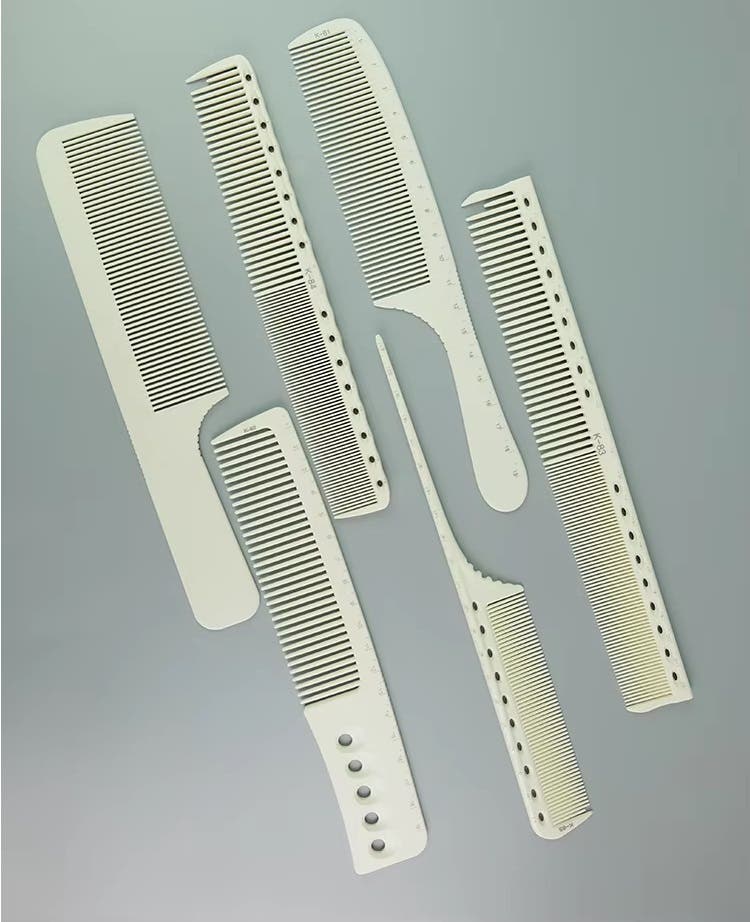 Set of 6 Hairdressing ABS Plastic Handle,Anti-static Styling Combs - White