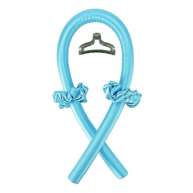 Silky Satin Heatless Curling Rod Headband Set - Blue