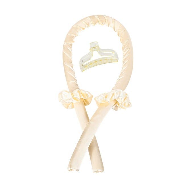 Silky Satin Heatless Curling Rod Headband Set - Champagne