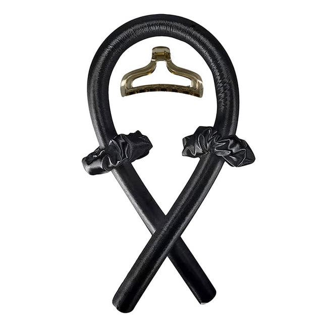 Silky Satin Heatless Curling Rod Headband Set - Black