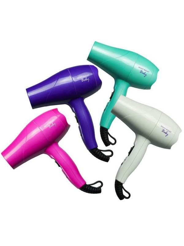 Silver Bullet Baby Travel Mini Hair Dryer & Diffuser - 1200W Dual Voltage