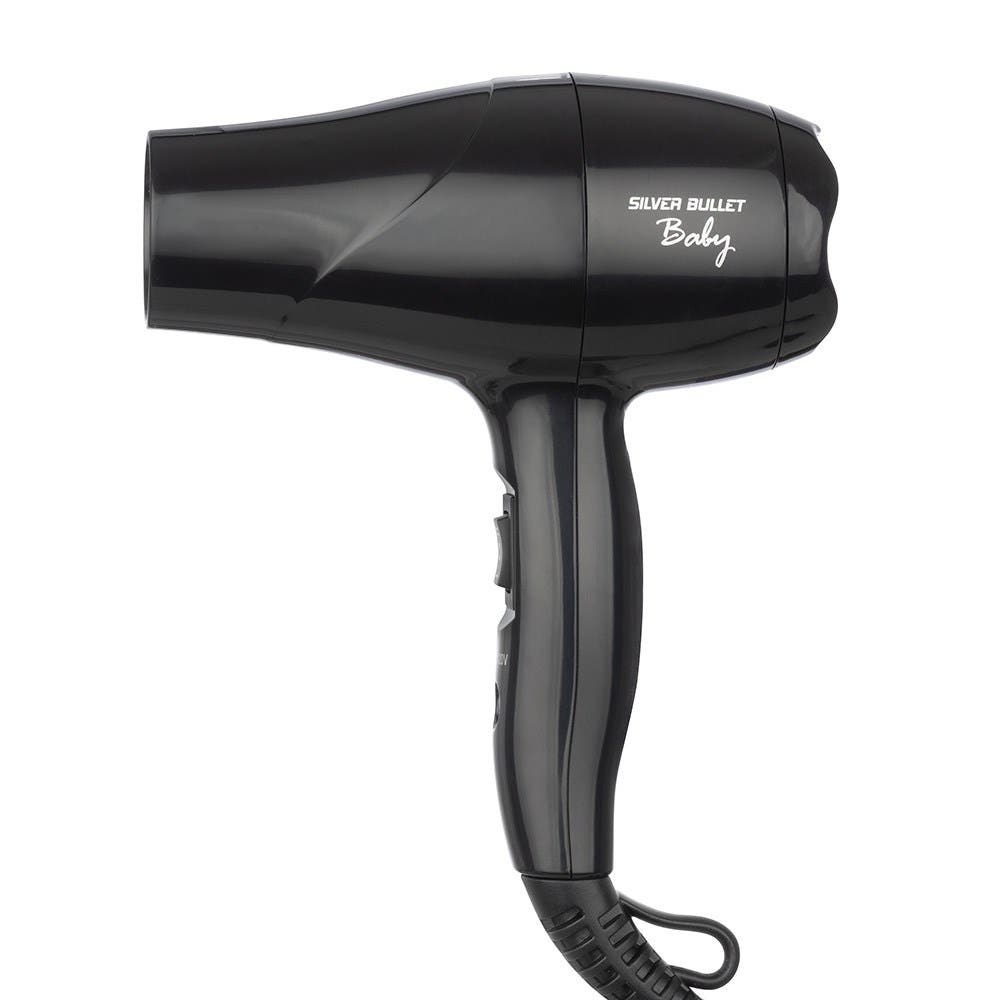 Silver Bullet Black Baby Travel Mini Hair Dryer & Diffuser - 1200W Dual Voltage