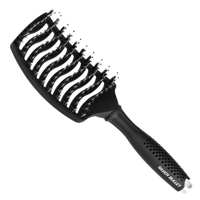 Silver Bullet Black Velvet Porcupine Curved Vented Paddle Brush 111220