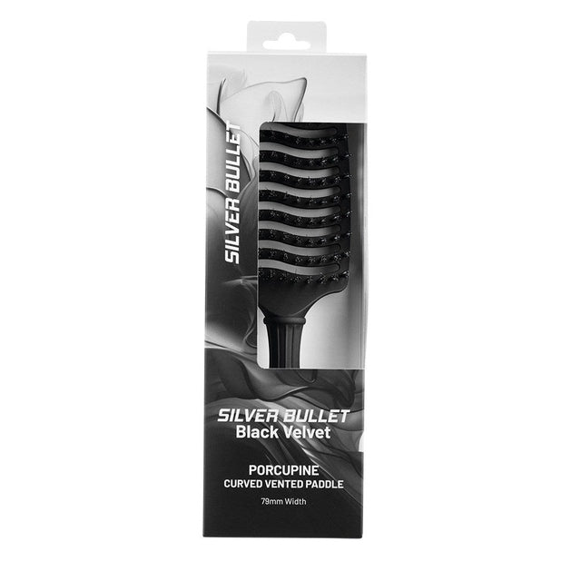 Silver Bullet Black Velvet Porcupine Curved Vented Paddle Brush 111220