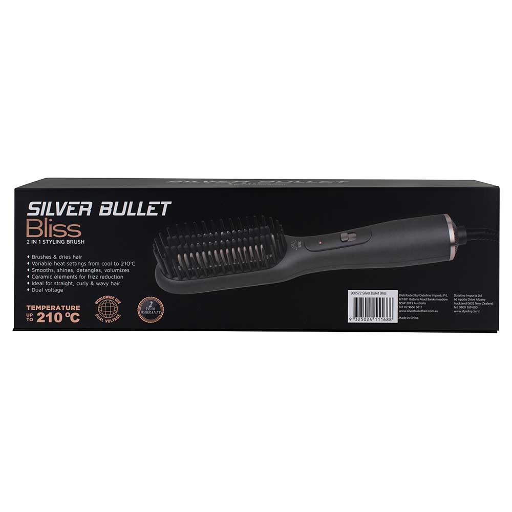 Silver Bullet Bliss 2-in-1 Hot Air Straightening Brush - Ionic Ceramic, Frizz-Free