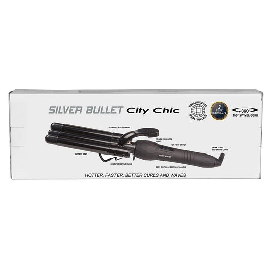 Silver Bullet City Chic Triple Barrel Curling Iron 16mm And 19mm Barrels