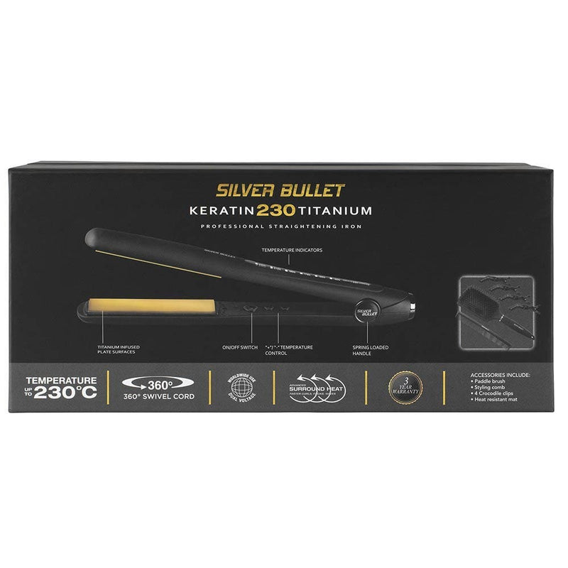 Silver Bullet Gold Straightener - Keratin 230 Titanium Professional Hair Iron