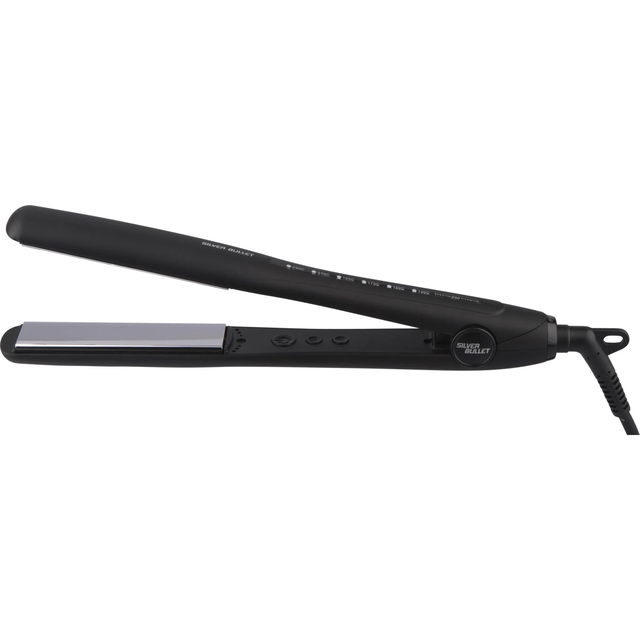 Black hair straightener on a white background