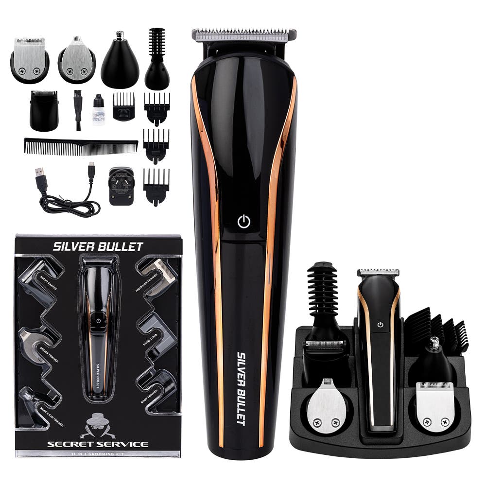 Silver Bullet Secret Service 11 in 1 Grooming Kit 6 easy fit heads 900618