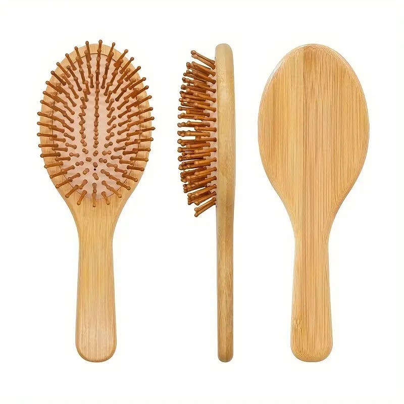 Small Bamboo Oval Cushion Brush - Natural/Nude Cushion