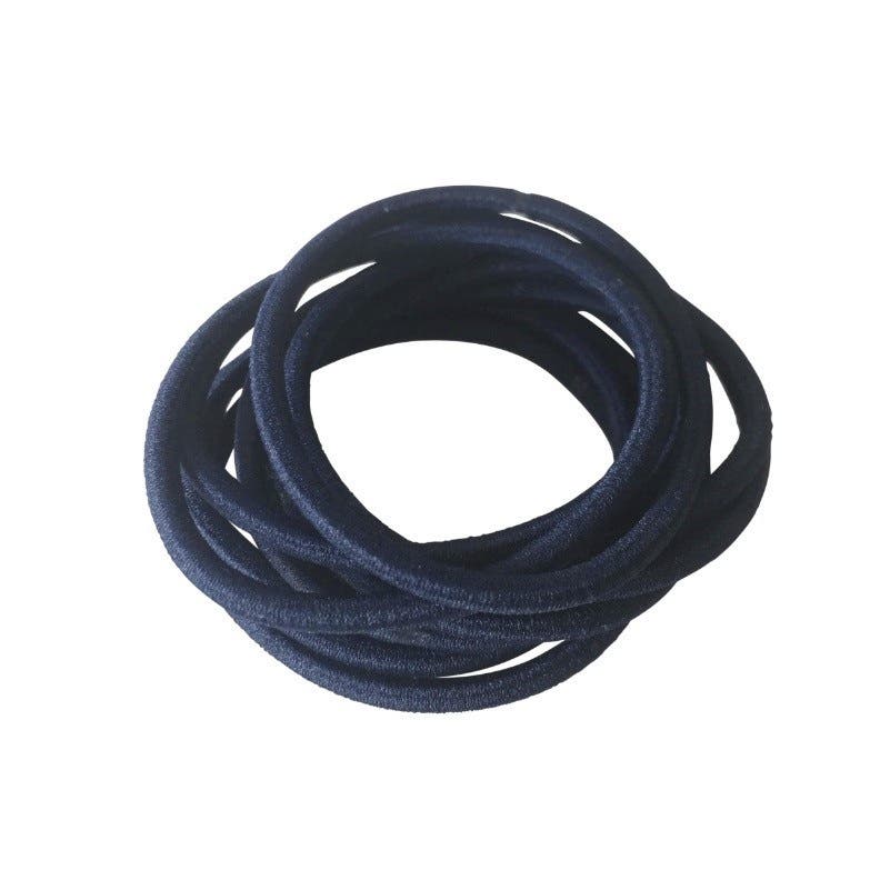 Snagless Elastics Hair Ties Hair Bands 4mm Thick,10 Pack - Navy