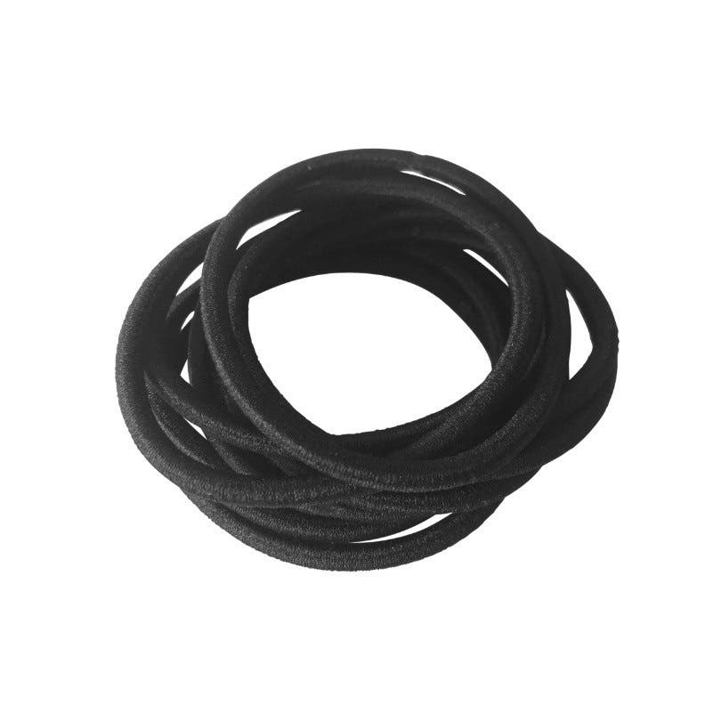 Snagless Elastics Hair Ties Hair Bands 4mm Thick,10 Pack - Black