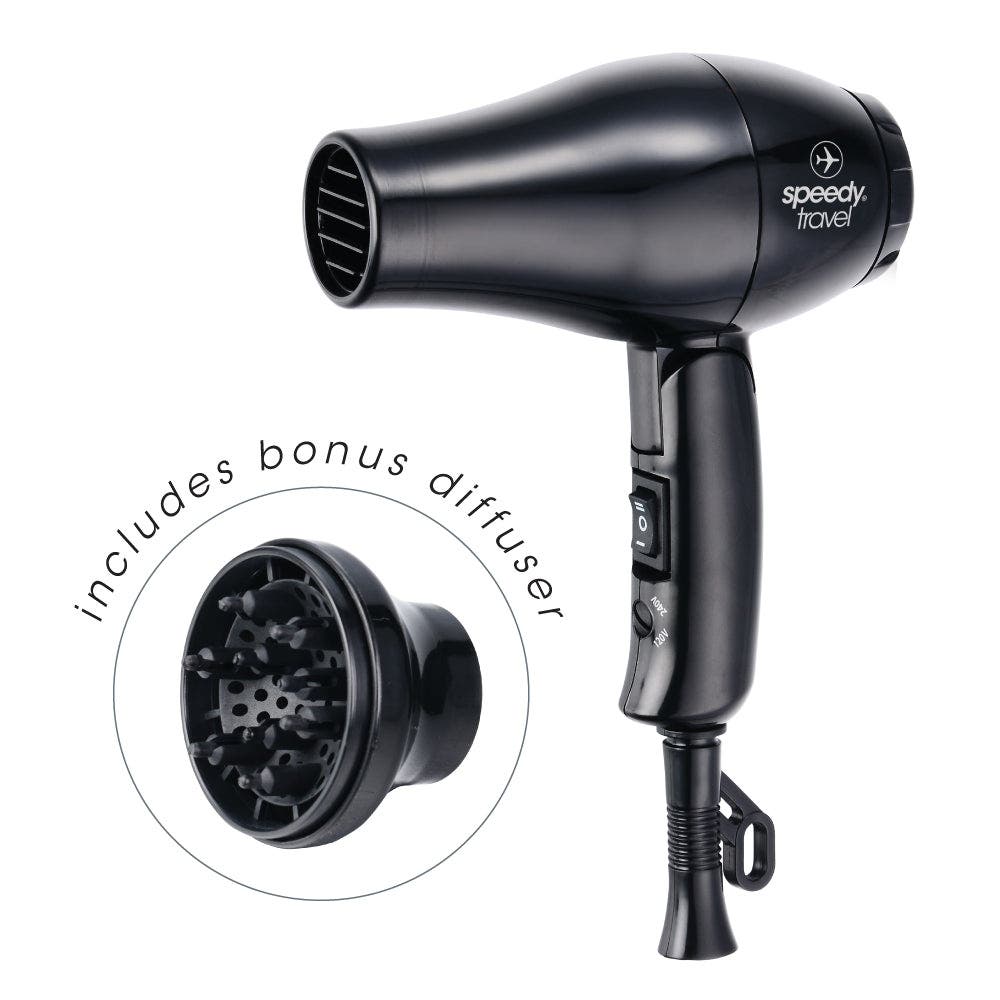 Speedy Travel Hair Dryer - Black