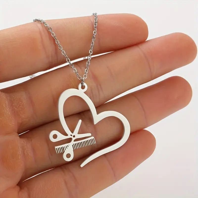Stainless Steel Comb Scissors Necklaces For Hairdresser/ Hair Stylist/ Barber