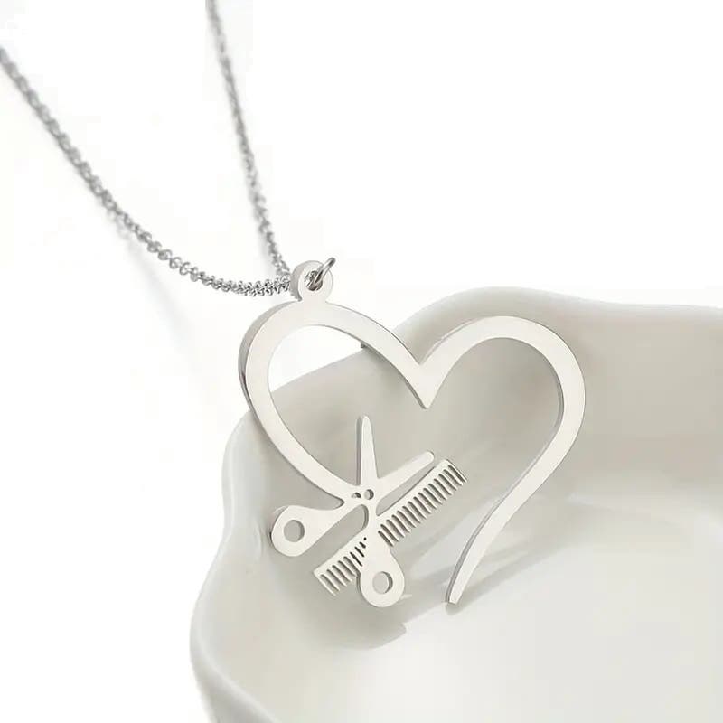 Stainless Steel Comb Scissors Necklaces For Hairdresser/ Hair Stylist/ Barber