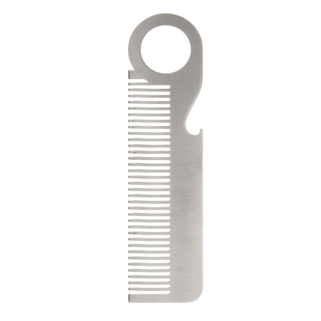 Stainless Steel Men Hair/ Beard/ Moustache Pocket Comb O - with Bottle Opener