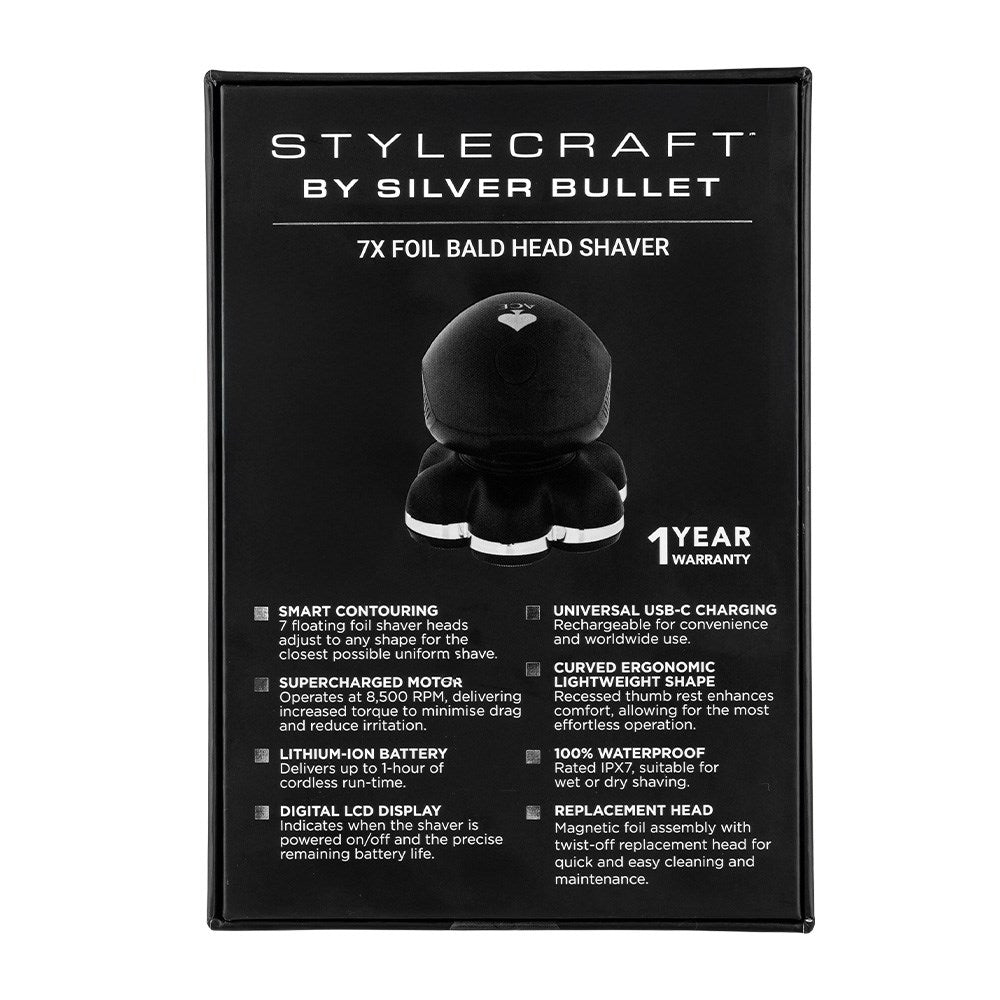 StyleCraft by Silver Bullet Ace 7x Foil Bald Head Shaver with USB-C Charging