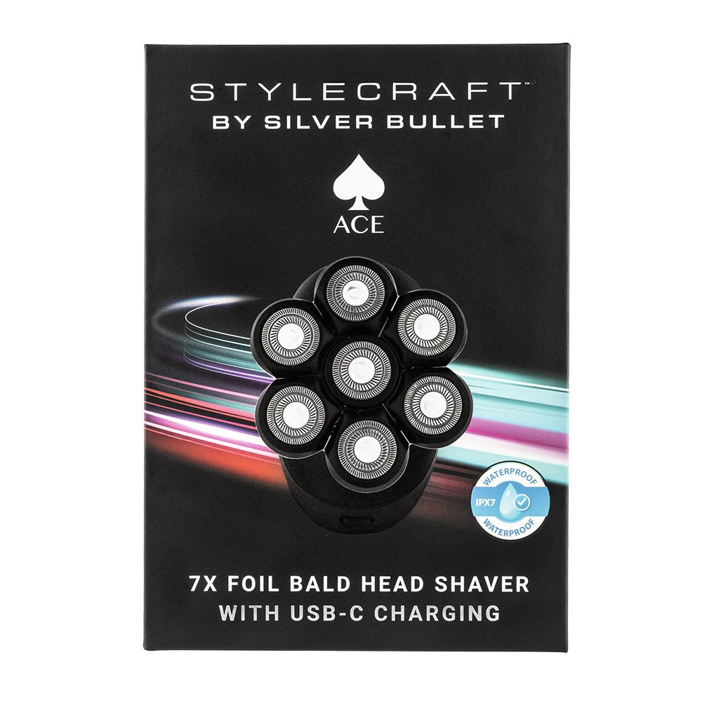 StyleCraft by Silver Bullet Ace 7x Foil Bald Head Shaver with USB-C Charging