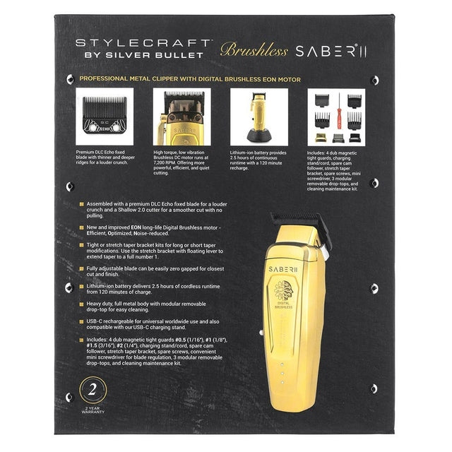 StyleCraft by Silver Bullet Brushless Saber II Hair Clipper 900935