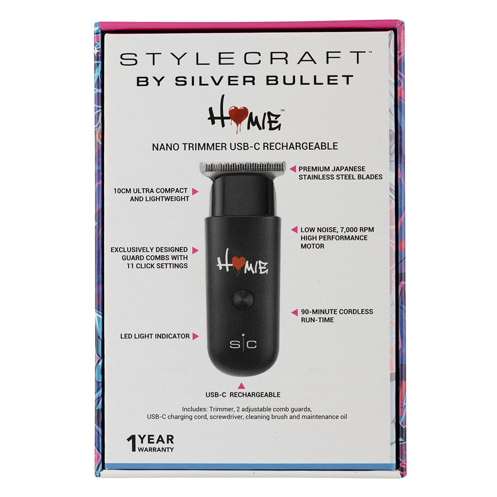 StyleCraft by Silver Bullet Homie Nano Hair Trimmer USB-C Rechargable