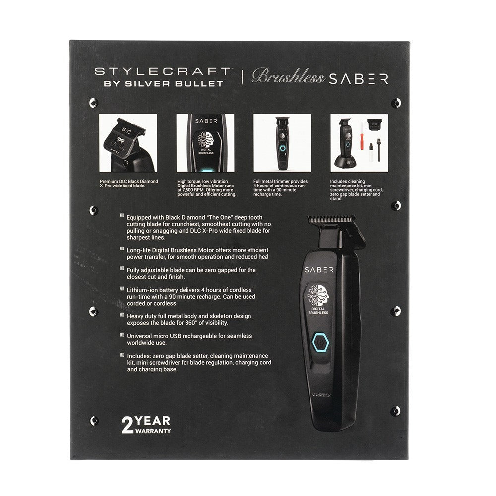 StyleCraft by Silver Bullet Saber Hair Trimmer Digital Brushless - Black 900948