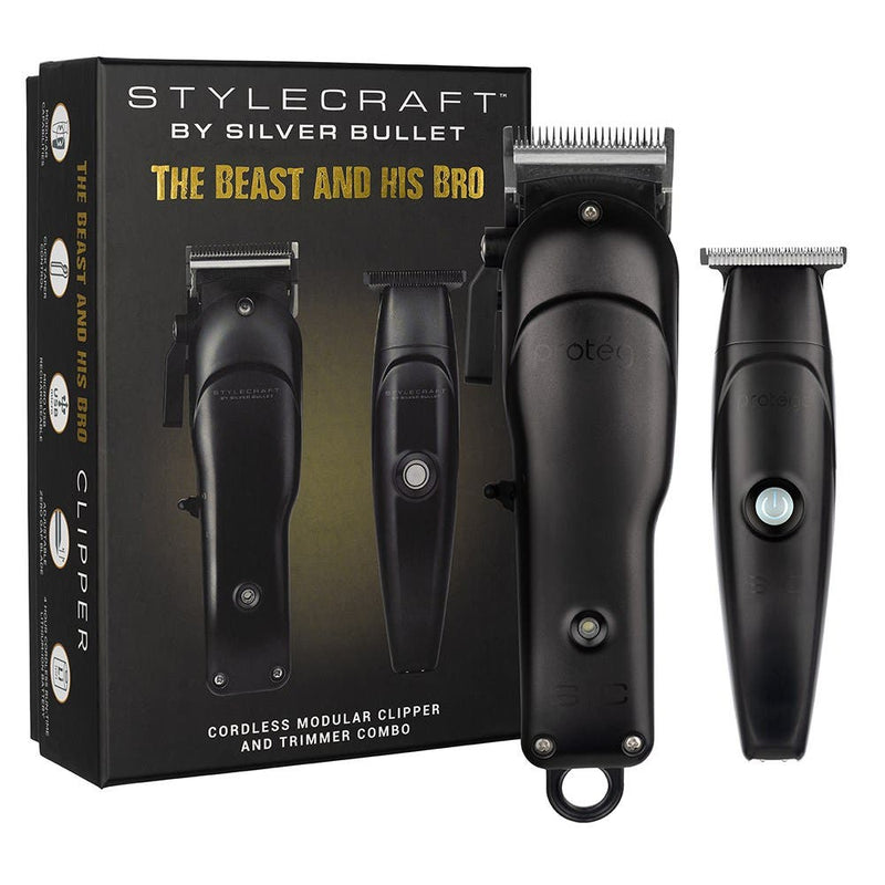 StyleCraft by Silver Bullet The Beast and His Bro - Cordless Modular Clipper and Trimmer, Black