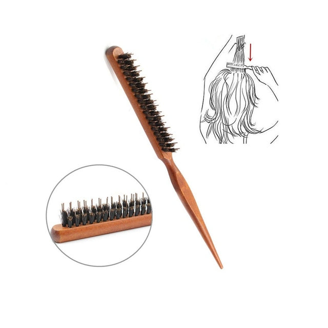 Sydney Salon Supplies Wooden Teasing Hair Brush 24cm - Boar and Nylon Bristles