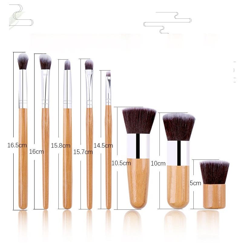 Synthetic Makeup Brushes set 11pcs - Bamboo Handle