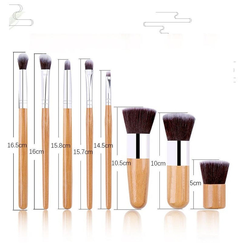 Synthetic Makeup Brushes set 11pcs - Bamboo Handle