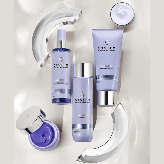 System Professional LuxeBlond Quad Shampoo, Moisturiser, Mask & Bi-Phase UV,Heat Protector