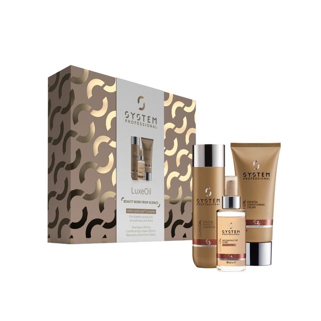 System Professional LuxeOil Trio Beauty Born From Science Gift Pack Shampoo, Conditioner & Reconstructive Elixir 100ml