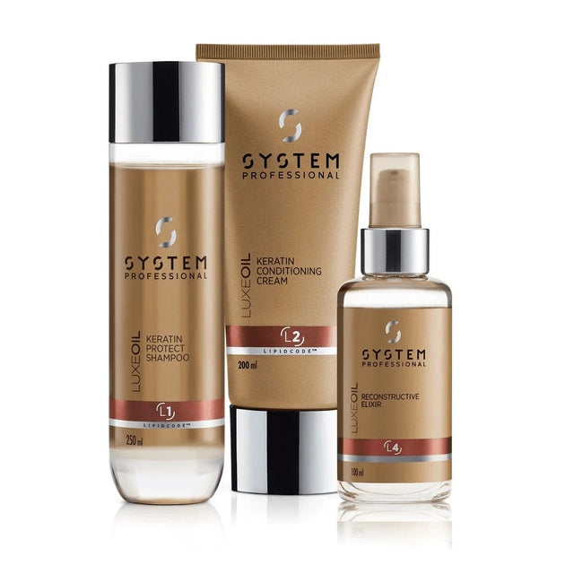 System Professional LuxeOil Trio Beauty Born From Science Gift Pack Shampoo, Conditioner & Reconstructive Elixir 100ml