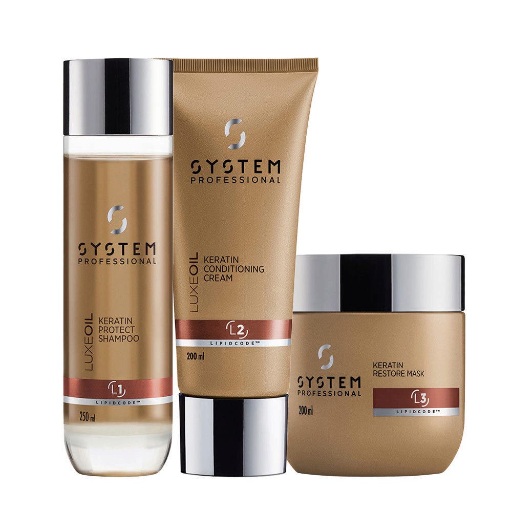System Professional LuxeOil Trio Kit Shampoo, Conditioner & Keratin Restore Mask