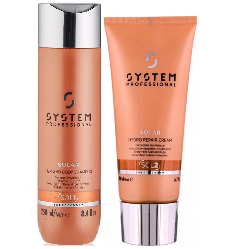 System Professional Solar Shampoo 250ml & Hydro-Repair Cream 200ml Duo