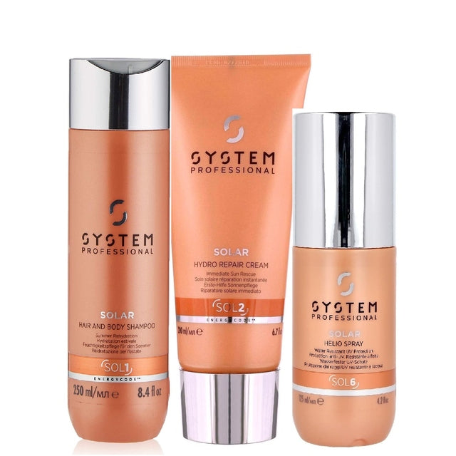 System Professional Solar Trio Shampoo, Hydro-Repair Cream & Helio Spray