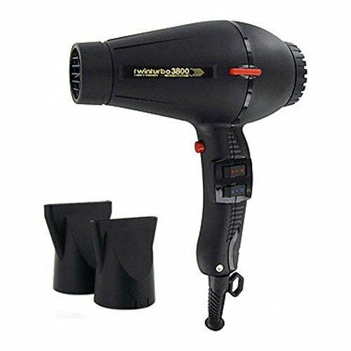 TwinTurbo Black Hair Dryer 3800 with 2 Nozzles | Made in Italy 2100w