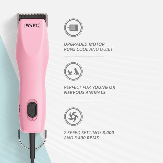 WAHL KM2+ Clipper Upgraded Motor Two-Speed Professional Corded Pet – Pink