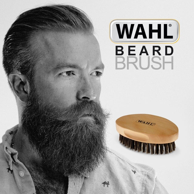 WAHL Oval BEARD Military Brush Nylon & Boar Bristles w/ Ergonomic Wooden Handle