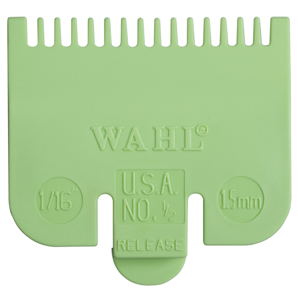 Green Wahl #1/2 clipper attachment guide comb, 1/16 inch or 1.5mm cutting length