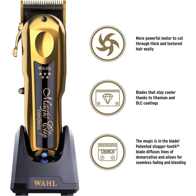 Wahl 5 Star Professional Cord/Cordless Magic Clip Clipper - Gold Limited Edition 08148-712