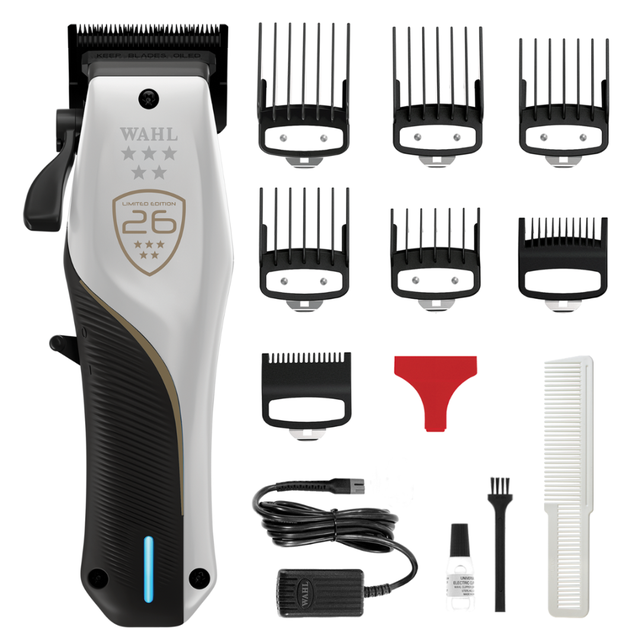 Wahl 5-Star Vapor CE clipper kit with guide combs, charger, oil, cleaning brush and comb