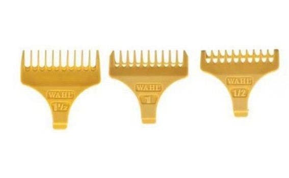 3 Wahl Attachment Combs For Cord/Cordless Detailer Trimmer Guide Guard 1/2, 1, 1.1/2 Yellow