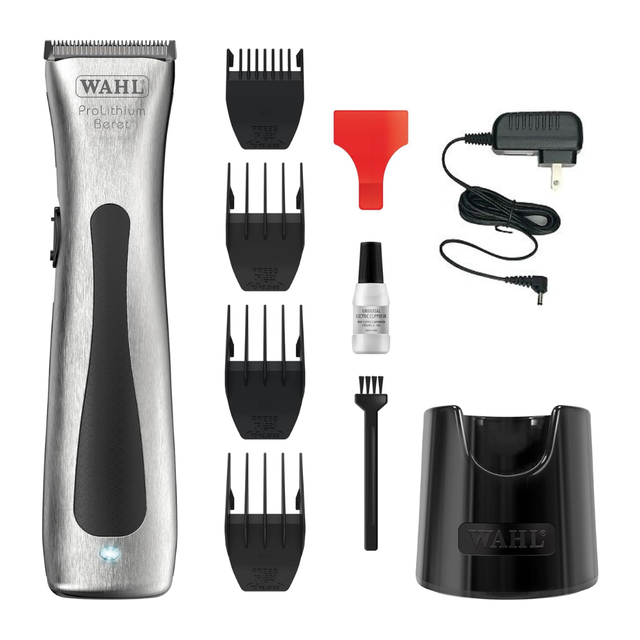 Wahl Beret cordless silver trimmer with guards, charger, oil, brush and charging stand