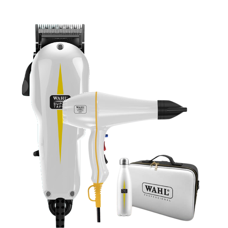 Wahl Corded Super Taper Combo with PowerDry Hair Dryer,Bottle and White Case